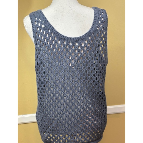 Madewell Open Knit Tank Top, coastal, bohemian, festival, artsy, beachy - Picture 3 of 6